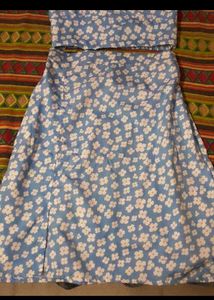 FREE DELIVERY Floral Two-Piece Set Blue Co Ord se