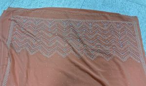 orange Sequin Saree