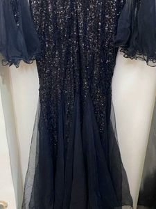 Fishcut Elegant Black Sequin Gown
