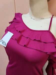ZARA fuchsia Ruffle dress