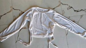 White Long Sleeve crop Top