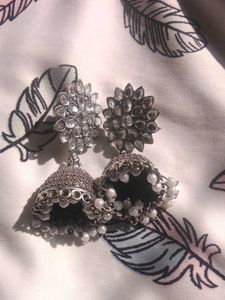 Silver Jhumka Earrings