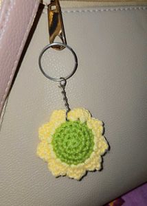 It is beautiful handmade crochet sunflower keychai