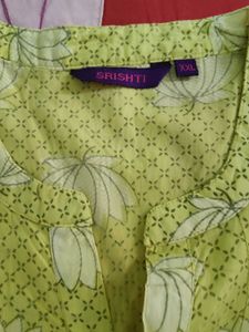 Lime Green Lotus Print Tunic Top