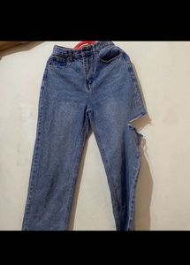 Blue flared denim jeans