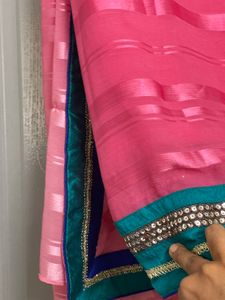 A Beautiful Ombre Pink Sare With Blouse