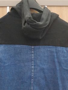 Cute Korean Street Denim Dress With Hoodie