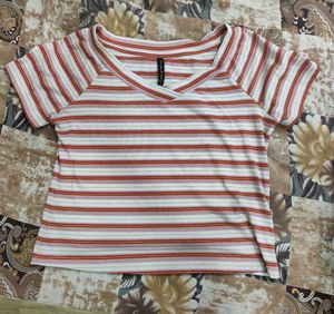 Striped V-Neck Tee
