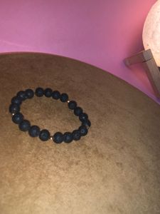 Lava Rock Bracelet with Gold Accents