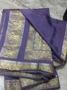 Purple Saree with Gold Border