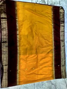 Yellow Color Colour Wedding Banarasi Silk sare