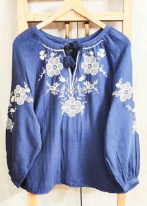 Embroidered Blue Peasant Blouse Size'44