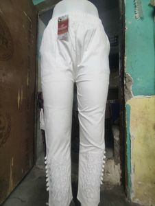 White Embroidered Trousers