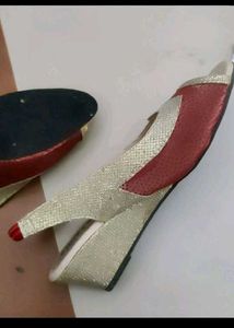 Red &amp; White Slingback Flats