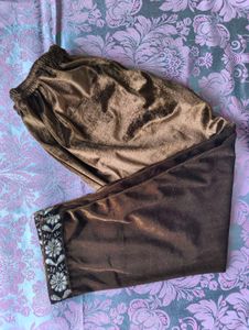 Brown Embroidered Kurta Set With Palazzo And Stole