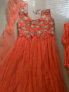 Orange Anarkali Kurta Set