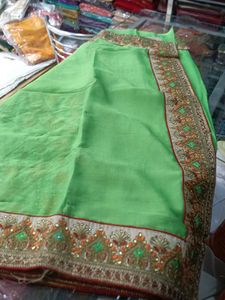 Green Embroidered Saree