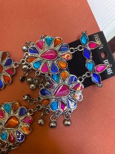 Afgani Long Drop Oxidised Earring