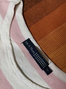 Women Pink Cotton Striped Tshirt