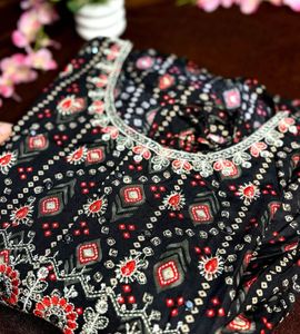 Black Embroidered Gown