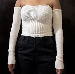 Off-shoulder Ribbed Top
