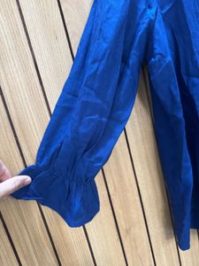Blue V-Neck ruffled sleeves Top (b1g1)