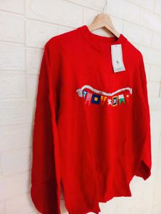 Red Embroidered Sweater