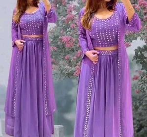 Crop Top, Shrug And Skirt Set