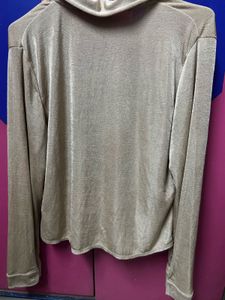 H&amp;M Beige Ruched Front Long Sleeve Top