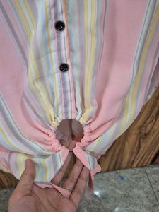 Striped Tie-Front Top