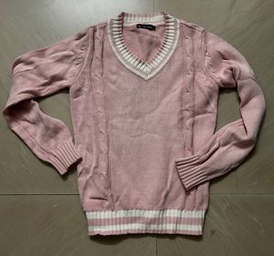 Pink V-Neck japanese Knit Sweater