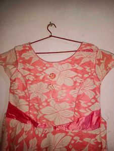 Floral Pink &amp; White Party Dress/Gown