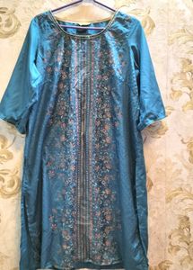 Aurelia Teal Floral Print Tunic Kurti.Size 46.