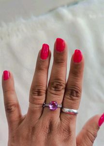 925 Elegant Purple Diamond Ring With Hallmark