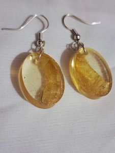 Resin Dangle Earrings with real leaf inside