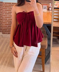 Bow Detailing Tube Top 💋🤍