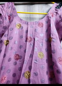 Purple Cream Ethnic Wear With Dupatta