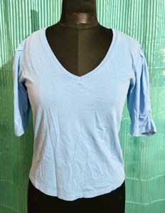 🎁Buy 2 Get 1 Free🎁Size S/M Cute Blue V-Neck Top