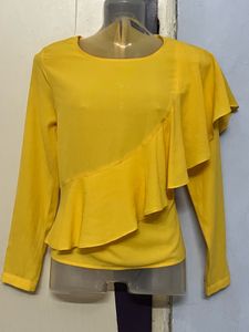 Wardrobe Branded Yellow Ruffle Detail Top