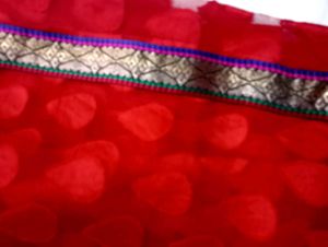 Red Net Saree