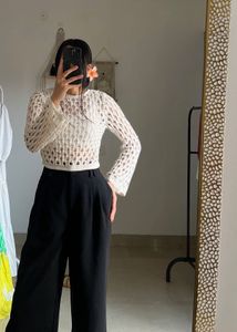 H&M Off White Hole Knit Jumper