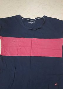 Navy Blue N Pink Strip Tshiirt Casual