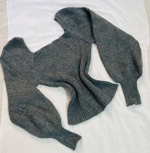 🎁Buy2 Get2 Free Balloon Sleeve Ribbed Knit Top ()