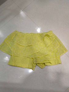 Yellow Ruffled Skirt Shorts