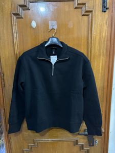 H&M BLACK QUARTER ZIP SWEATSHIRT S