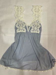 Vintage Light Blue Top With Lace Detailing