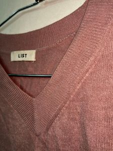 Mauve V-Neck Sweater Dress