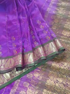 Purple and green kanchipuram Silk Saree