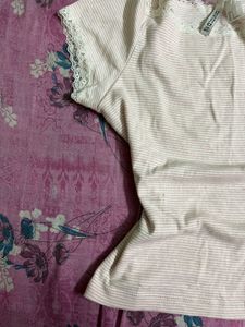 Striped Lace Trim Top