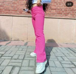High Waist Straight Pink Denim